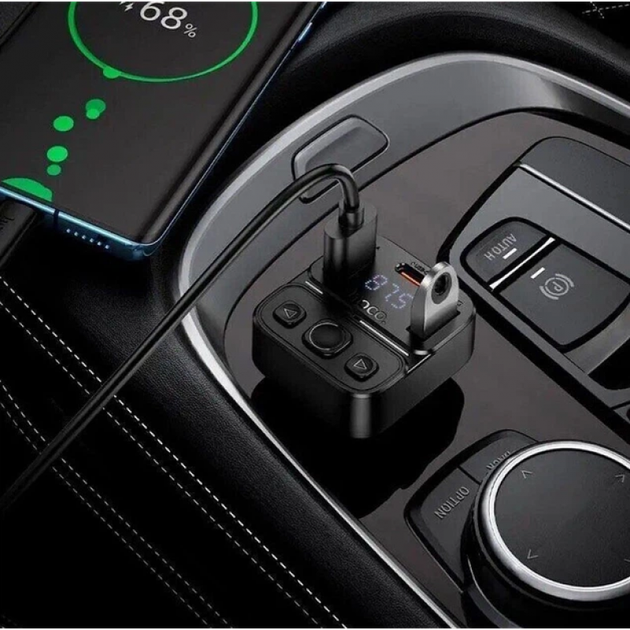 Автомобильный FM-трансмиттер зарядное устройство модулятор Bluetooth MP3 с быстрой зарядкой до 35W 72×42×46 мм (482638-Prob) - изображение 4