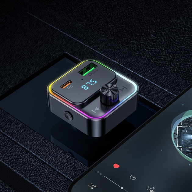 Автомобильный FM-трансмиттер зарядное устройство модулятор Bluetooth MP3 с быстрой зарядкой 30w 80x43x44 мм (482641-Prob) - изображение 7