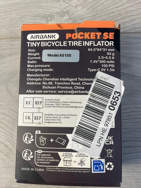 Насос электрический AIRBANK POCKET SE, 100 PSI, зарядка Type-C - изображение 9