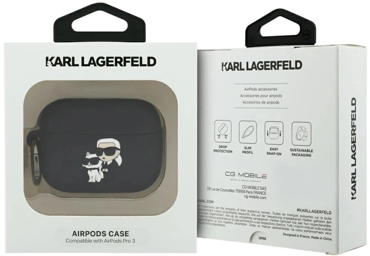Чехол Karl Lagerfeld Silicone Karl & Chaupette Head 3D для Apple AirPods Pro 3 Black (3666339574680) - зображення 4