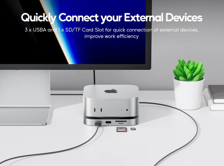 Док-станція та аксесуари для Mac Mini M4 USB C PULWTOP - зображення 4