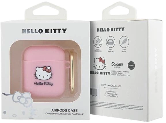 Etui Hello Kitty Silicone 3D Kitty Head do Apple AirPods 1/2 Pink (3666339189679) - obraz 3