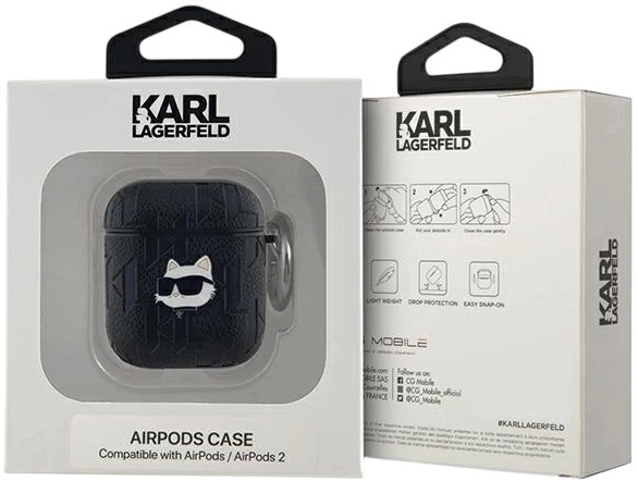 Чехол Karl Lagerfeld Monogram Choupette Head для Apple AirPods 1 / 2 Black (3666339283599) - зображення 3