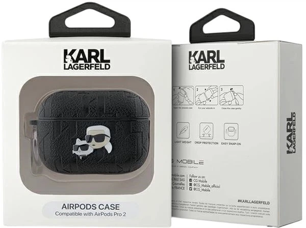 Чехол Karl Lagerfeld Monogram Karl & Choupette Head для Apple AirPods Pro 2 Black (3666339283582) - зображення 4