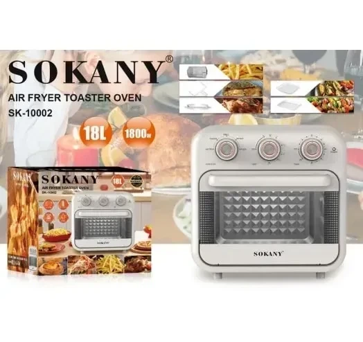 Фритюрница + духовая печь Sokany SK-10002 с конвекцией 18л 1800Вт (12) - Фото 2 Фритюрница + духовая печь Sokany SK-10002 с конвекцией 18л 1800Вт (12) - изображение 2