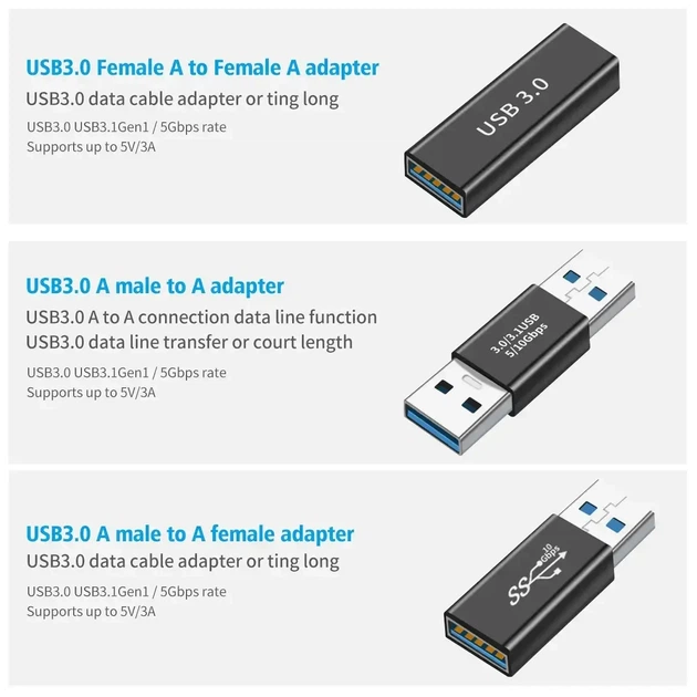 Перехідник, з'єднувач USB A — USB A, v.3.0 (Тато - Мама) - зображення 3