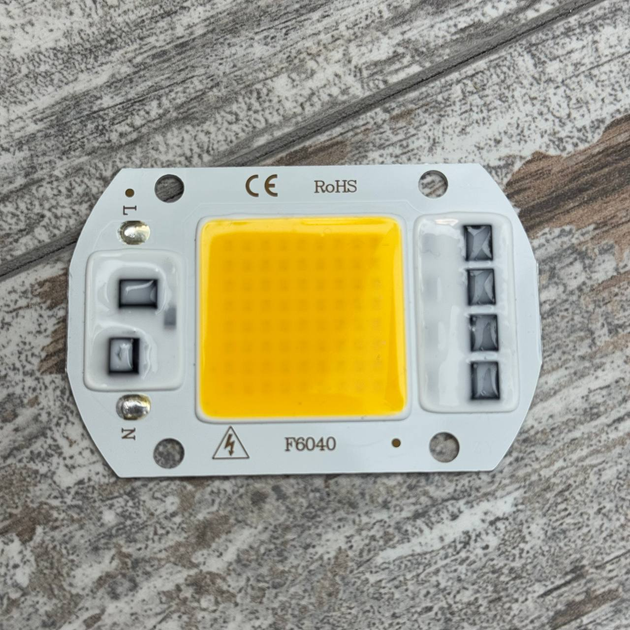Светодиодная матрица COB LED 50 Вт 4500 лм 220 В с драйвером теплая белая - изображение 2