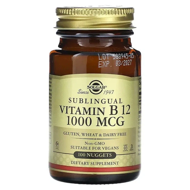 Вітамін В12 Solgar (Sublingual Vitamin В12 cyanocobalamin) 1000 мкг 100 таблеток - Фото 1 Вітамін В12 Solgar (Sublingual Vitamin В12 cyanocobalamin) 1000 мкг 100 таблеток - зображення 1