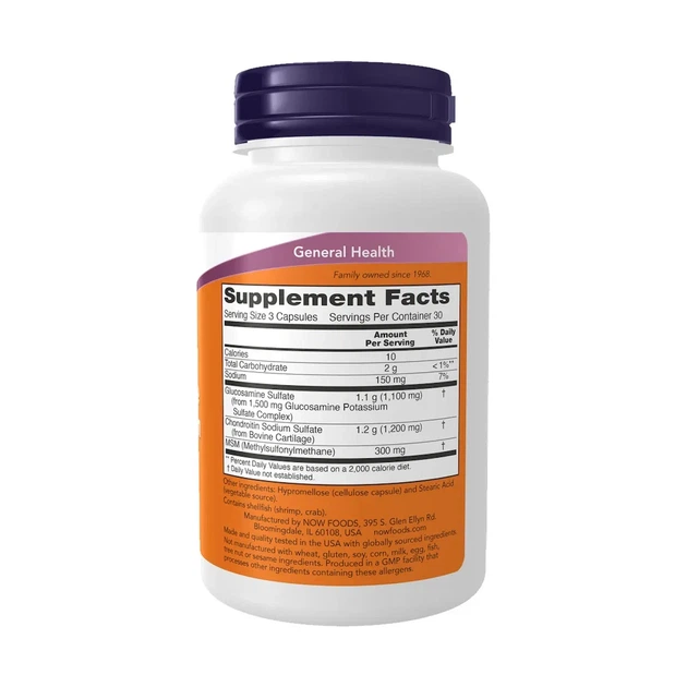 Глюкозамин, хондроитин и МСМ "Glucosamine & Chondroitin with MSM" Now Foods, 90 капсул - Фото 2 Глюкозамин, хондроитин и МСМ "Glucosamine & Chondroitin with MSM" Now Foods, 90 капсул - изображение 2
