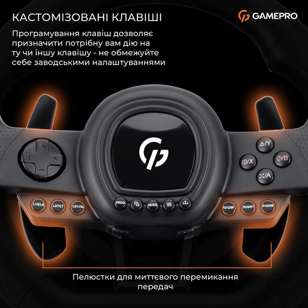 Ігрове кермо GamePro RW038PM з педалями та коробкою передач PC/XBOX360/XBOXONE/SWITCH/PS3/PS4 - зображення 13