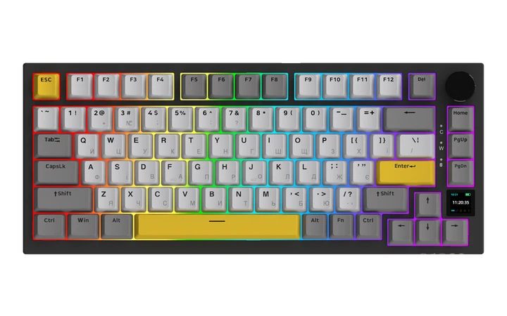 Бездротова механічна клавіатура Ajazz AK820 PRO 75% Flying Fish Switch Black RGB (AK820PRO-FF-BGY) - изображение 2