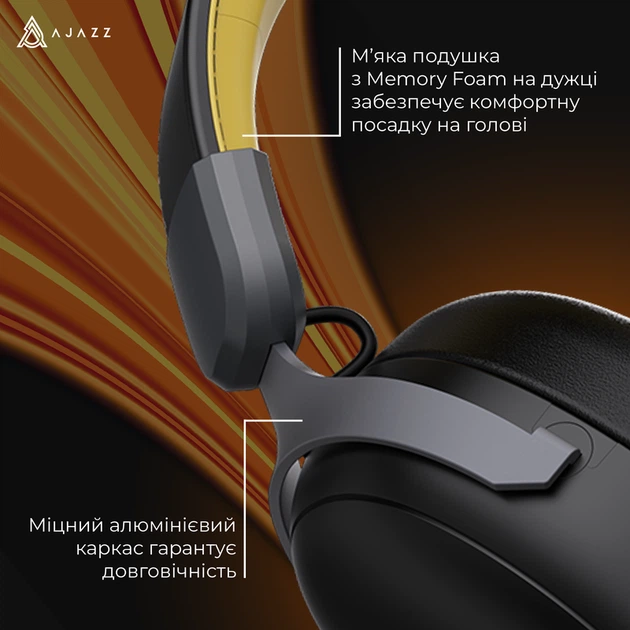 Бездротова ігрова гарнітура Ajazz AHM08 MAX Black Gray Yellow (AHM08-MAX-BGY) - Фото 15 Бездротова ігрова гарнітура Ajazz AHM08 MAX Black Gray Yellow (AHM08-MAX-BGY) - зображення 15
