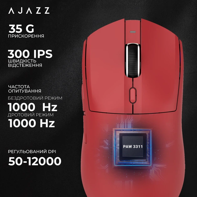 Бездротова ігрова миша Ajazz AJ139 V2 MC Red (AJ139-V2-MC-R) - изображение 10