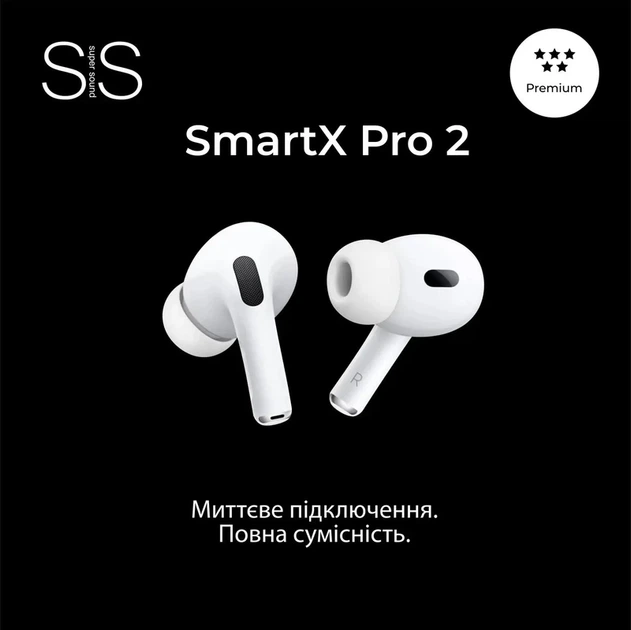 Навушники бездротові TWS SmartX Pro 2 Premium Bluetooth навушники з мікрофоном SAP2P - изображение 4