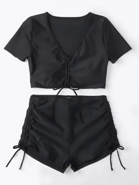 Купальник раздельный с шортами Fuba 4400218 черный 46 (2XL) ;бедра 111-115 см полнота груди 2B-3C-4D - изображение 5