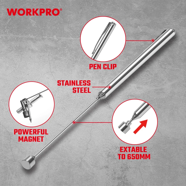 Магнит телескопический WORKPRO 650 мм PRO WP319006 - изображение 2