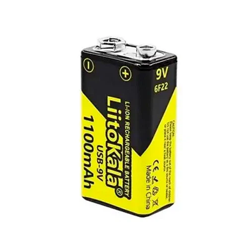 Акумулятор Крона/6LR61 LiitoKala USB-9V 1100 mAh літій-іонний з вбудованою зарядкою Type-C (19321) - зображення 3