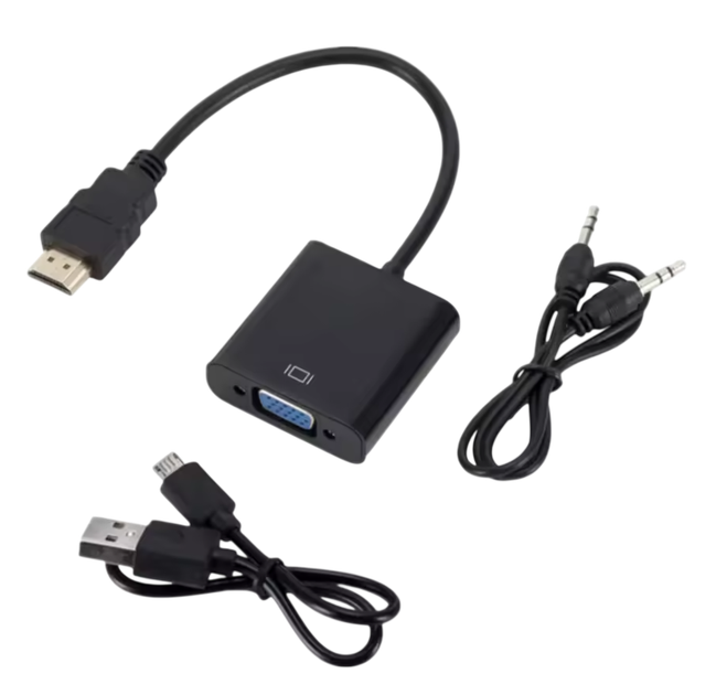 Адаптер перехідник HDMI to VGA з аудіовиходом 3.5mm та живленням Micro-USB, Black - Фото 4 Адаптер перехідник HDMI to VGA з аудіовиходом 3.5mm та живленням Micro-USB, Black - зображення 4