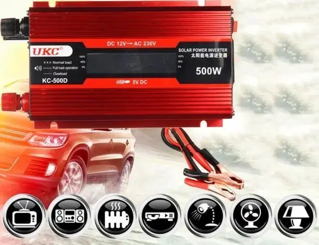 Преобразователь AC/DC KC-500D 500W инвертор для автомобиля с lcd дисплеем и охлаждением вентилятором - изображение 4