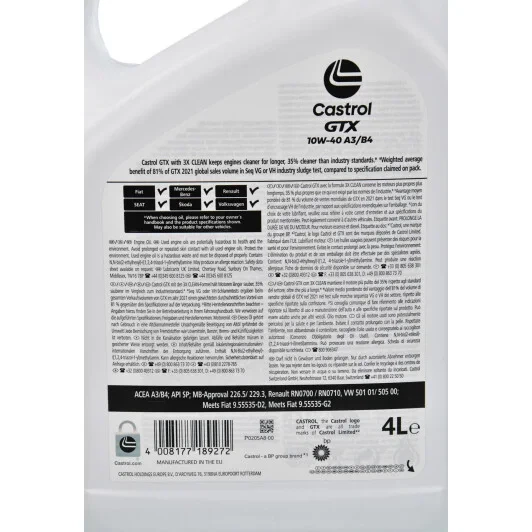 Олива моторна Castrol GTX Ultraclean A/B 10W-40 (4л.) - изображение 3