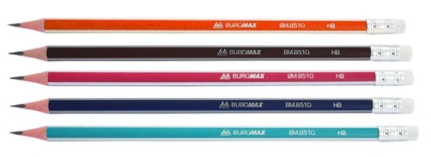 Олівець чорнографітний Buromax Vision асорті дерев'яний тригранний HB з гумкою (BM.8510-100) - Фото 1 Олівець чорнографітний Buromax Vision асорті дерев'яний тригранний HB з гумкою (BM.8510-100) - зображення 1