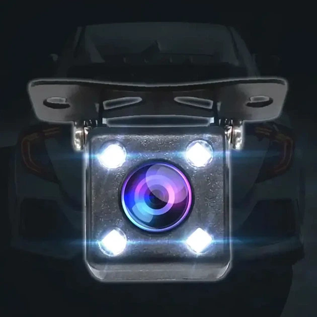 Камера заднего вида HD с подсветкой 4LED углом обзора 360 проводная для автомобиля CAR CAM 707 черная - изображение 4