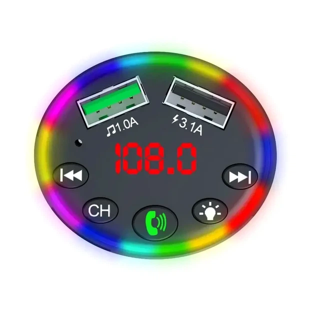 Автомобильный Bluetooth FM-трансмиттер с 2 USB портами 3.1A для воспроизведения музыки CTC-109 черный - изображение 4