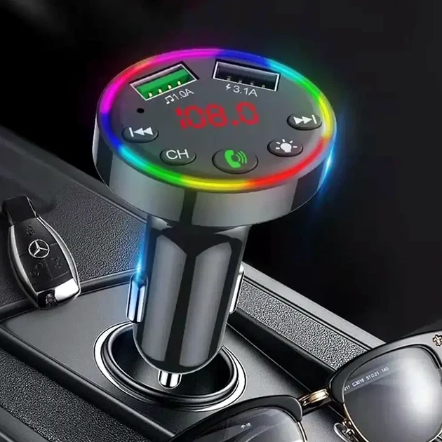 Автомобильный Bluetooth FM-трансмиттер с 2 USB портами 3.1A для воспроизведения музыки CTC-109 черный - изображение 5