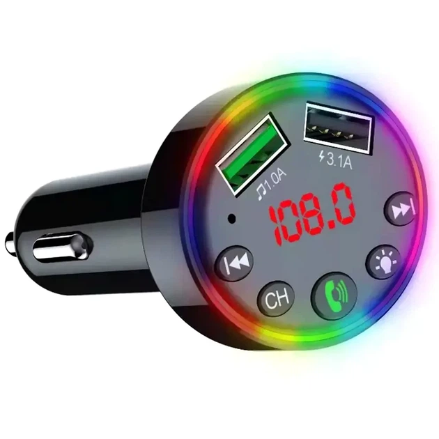 Автомобильный Bluetooth FM-трансмиттер с 2 USB портами 3.1A для воспроизведения музыки CTC-109 черный - изображение 7