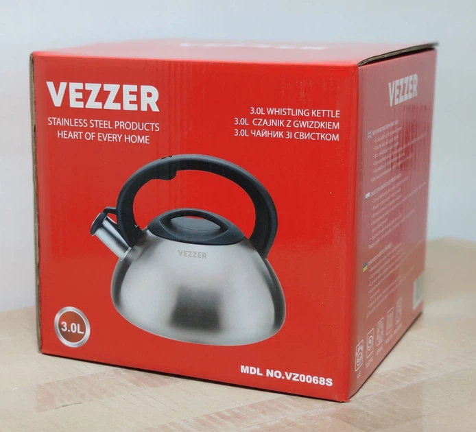 Чайник Vezzer из нержавеющей стали со свистком 3 л (VZ0068s) - Фото 4 Чайник Vezzer из нержавеющей стали со свистком 3 л (VZ0068s) - изображение 4