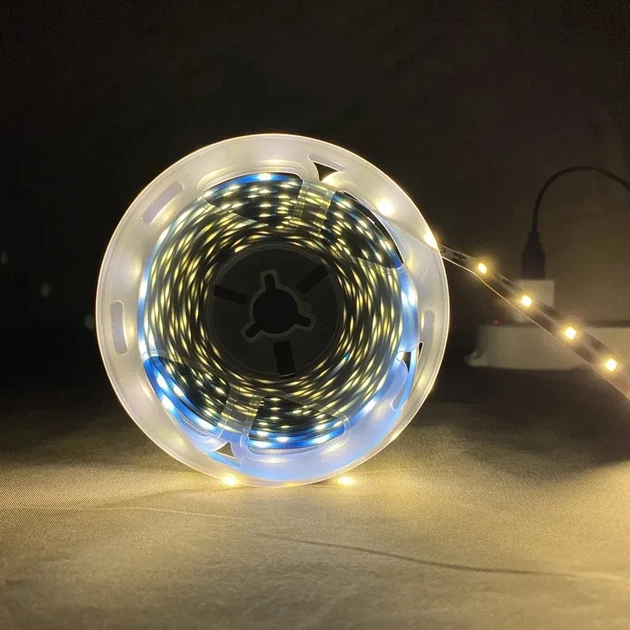 USB світлодіодна стрічка 5V, тепле біле світло, 5м - Фото 1 USB світлодіодна стрічка 5V, тепле біле світло, 5м - зображення 1