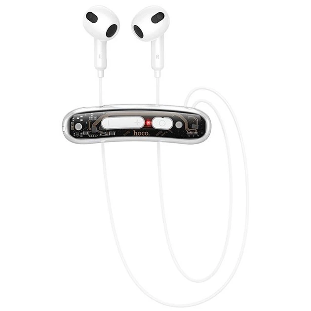 Наушники Bluetooth Hoco ES77 Sports Wireless вкладиші з шийним ремінцем V5.4 110мАч для спорту, поїздок та роботи Білий - Фото 3 Наушники Bluetooth Hoco ES77 Sports Wireless вкладиші з шийним ремінцем V5.4 110мАч для спорту, поїздок та роботи Білий - зображення 3