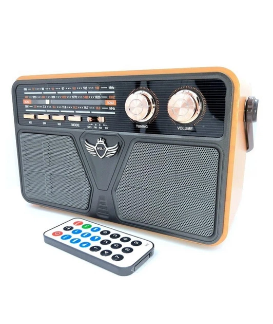 Радіоприймач Kemai Retro MD-507BT з пультом, FM радіо, USB, microSD, AUX, аккумулятор 18650, ретро дизайн під дерево - зображення 3