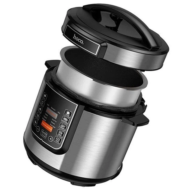 Мультиварка Hoco HJD27A 1000W, 6л електрична для приготування 3в1 (Скороварка + мультиварка + рисоварка) Чорний - изображение 6