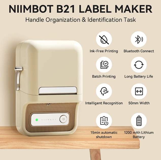 Термопринтер для друку наліпок NIIMBOT B21 Розовий - Фото 7 Термопринтер для друку наліпок NIIMBOT B21 Розовий - изображение 7