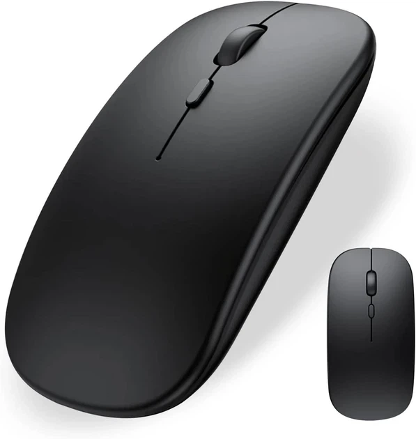 Беспроводная компьютерная мышка 2в1 Bluetooth + USB, аккумуляторная, тихая, 1600 DPI, эргономичная, черная - изображение 7