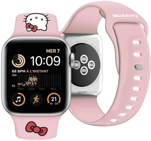 Pasek Hello Kitty Silicone Kitty Head do Apple Watch Series 1/2/3/4/5/6/7/8/SE/SE2/Ultra/Ultra 2 42-49 mm Pink (3666339212025) - obraz 2