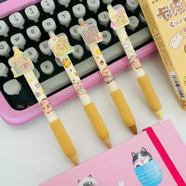 Набор гелевых ручек-стирачок пиши-стирай Капибара 0,5 мм 4 шт ICE GO - изображение 4