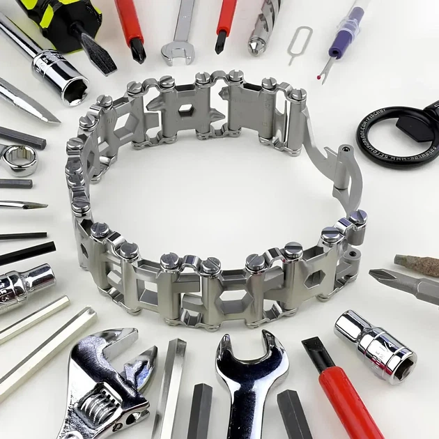 Мужской браслет мультитул 29 в 1 Tool Bracelet, металлический стильный браслет 30 мм, серебристый - Фото 2 Мужской браслет мультитул 29 в 1 Tool Bracelet, металлический стильный браслет 30 мм, серебристый - изображение 2