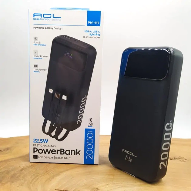 Павербанк 20000 mAh ACL PW-117 22.5W - Фото 1 Павербанк 20000 mAh ACL PW-117 22.5W - зображення 1