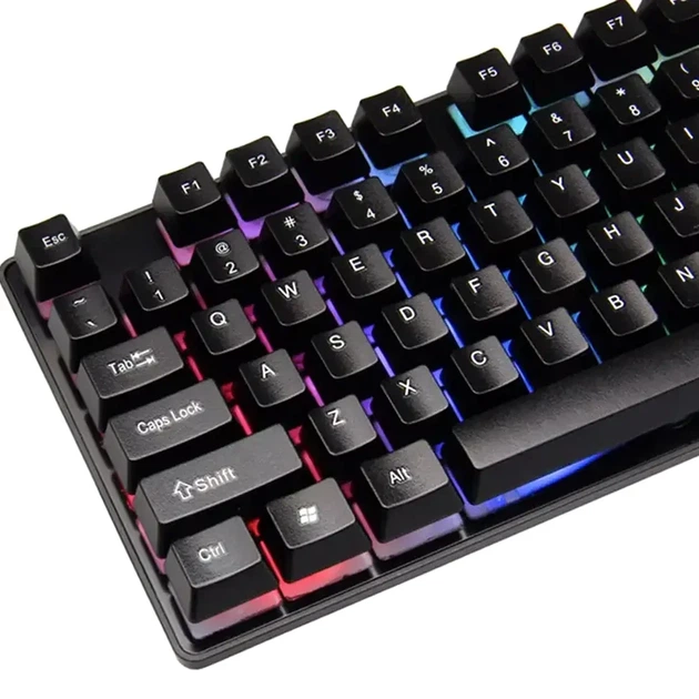 Ігрова клавіатура з RGB підсвічуванням USB провідна універсальна модель KR 6300 чорна - зображення 5