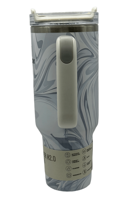 Термос термокружка Stanley Quencher H2.0 Tumbler из нержавеющей стали 1,18 л Gray Marble KT6007810 - изображение 5
