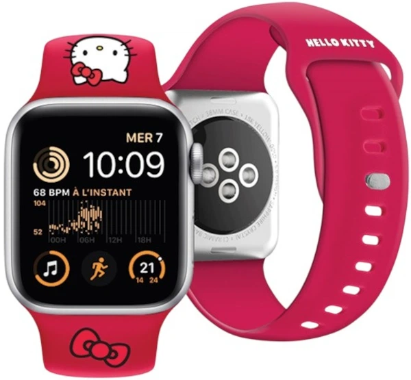 Pasek Hello Kitty Silicone Kitty Head do Apple Watch Series 1/2/3/4/5/6/7/8/SE/SE2 38-41 mm Red (3666339190309) - obraz 2