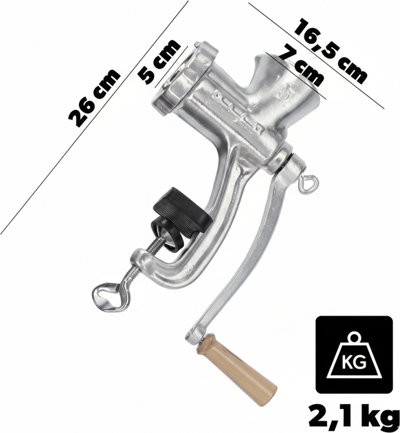 М’ясорубка ручна Kadax Hamra розмір 5 (5903699427866) - зображення 3