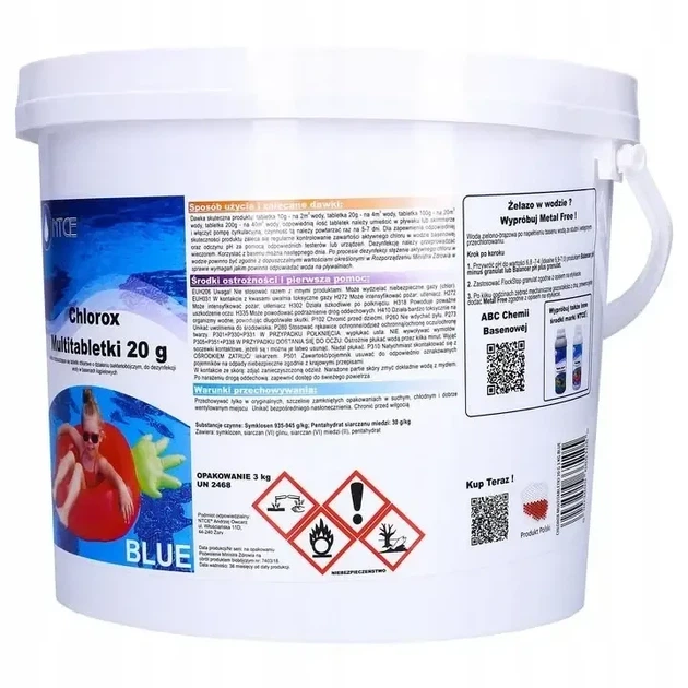 CHLOROX BLUE TABS - Многофункциональные синие таблетки для бассейна 20 г (5 кг / 250 шт) - изображение 2