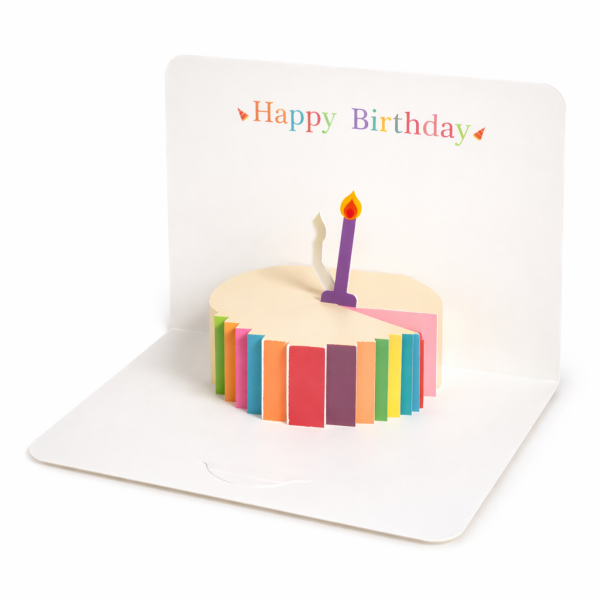 Подарочная поздравительная открытка «Happy Birthday» с объемным тортом внутри - Фото 1 Подарочная поздравительная открытка «Happy Birthday» с объемным тортом внутри - изображение 1