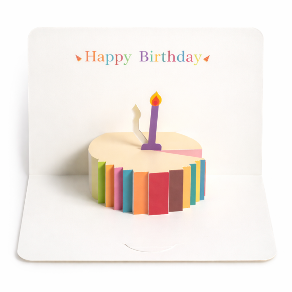Подарочная поздравительная открытка «Happy Birthday» с объемным тортом внутри - Фото 3 Подарочная поздравительная открытка «Happy Birthday» с объемным тортом внутри - изображение 3