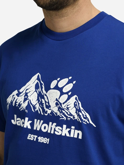 Футболка хлопковая длинная мужская Jack Wolfskin Carefree A66090-T0464 L Синяя с принтом (4064886682336) - изображение 4