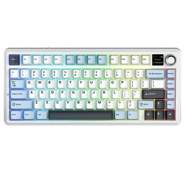 Беспроводная механическая клавиатура AULA F75 MAX White Blue, LEOBOG Reaper Switch, размер 75%, RGB подсветки (2.4G/Bluetooth/USB) - Фото 2 Беспроводная механическая клавиатура AULA F75 MAX White Blue, LEOBOG Reaper Switch, размер 75%, RGB подсветки (2.4G/Bluetooth/USB) - изображение 2