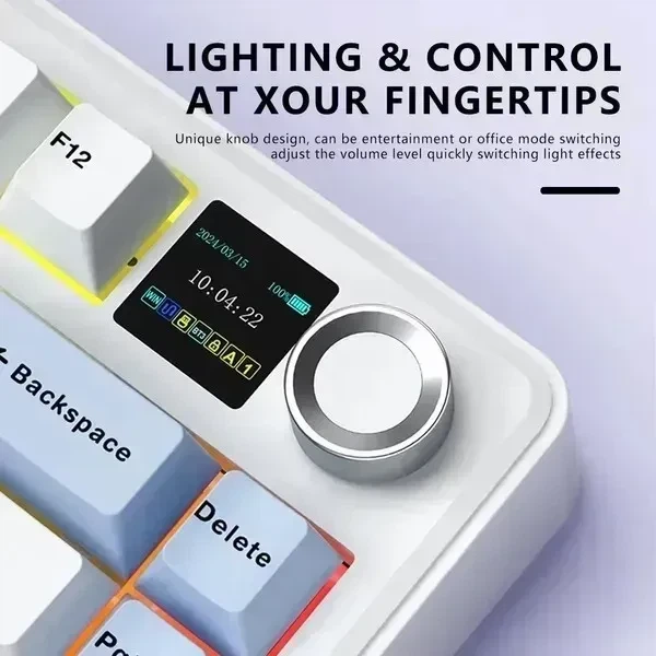 Беспроводная механическая клавиатура AULA F75 MAX White Blue, LEOBOG Reaper Switch, размер 75%, RGB подсветки (2.4G/Bluetooth/USB) - Фото 8 Беспроводная механическая клавиатура AULA F75 MAX White Blue, LEOBOG Reaper Switch, размер 75%, RGB подсветки (2.4G/Bluetooth/USB) - изображение 8